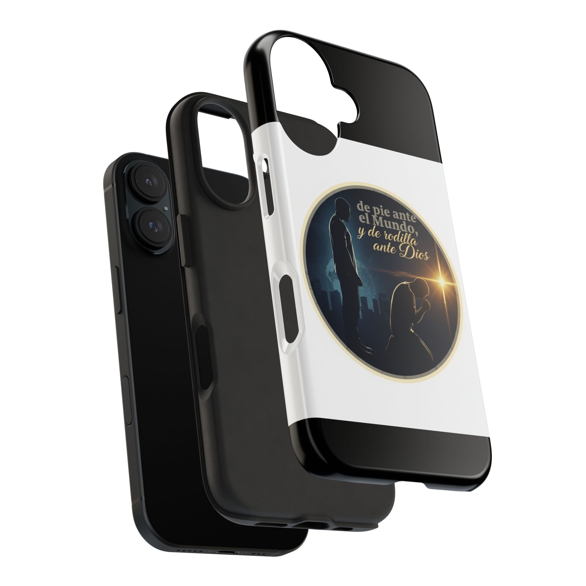 Tough Phone Case — Spanish Prayer Design: “de pie ante el Mundo, y de rodillas ante Dios”