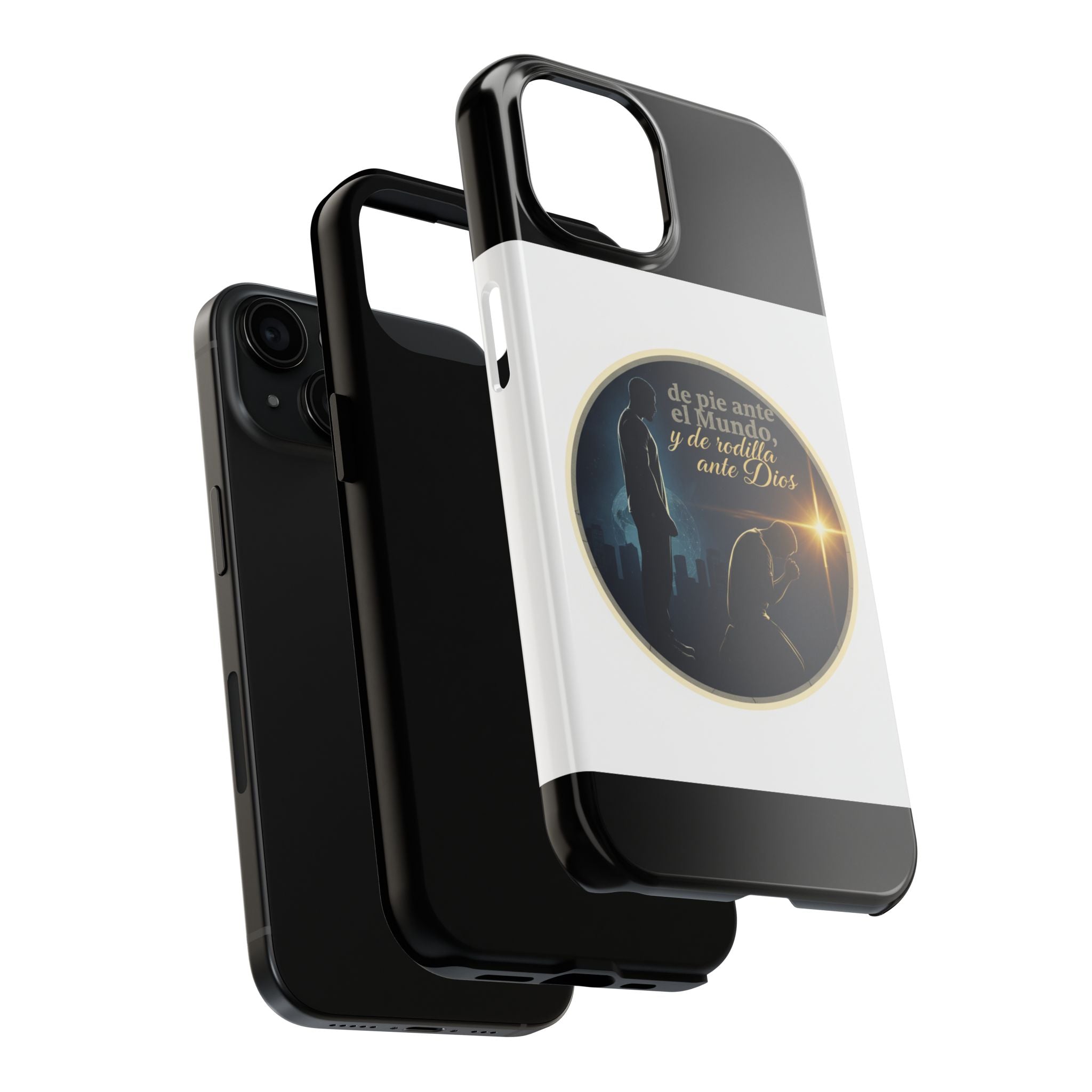 Tough Phone Case — Spanish Prayer Design: “de pie ante el Mundo, y de rodillas ante Dios”