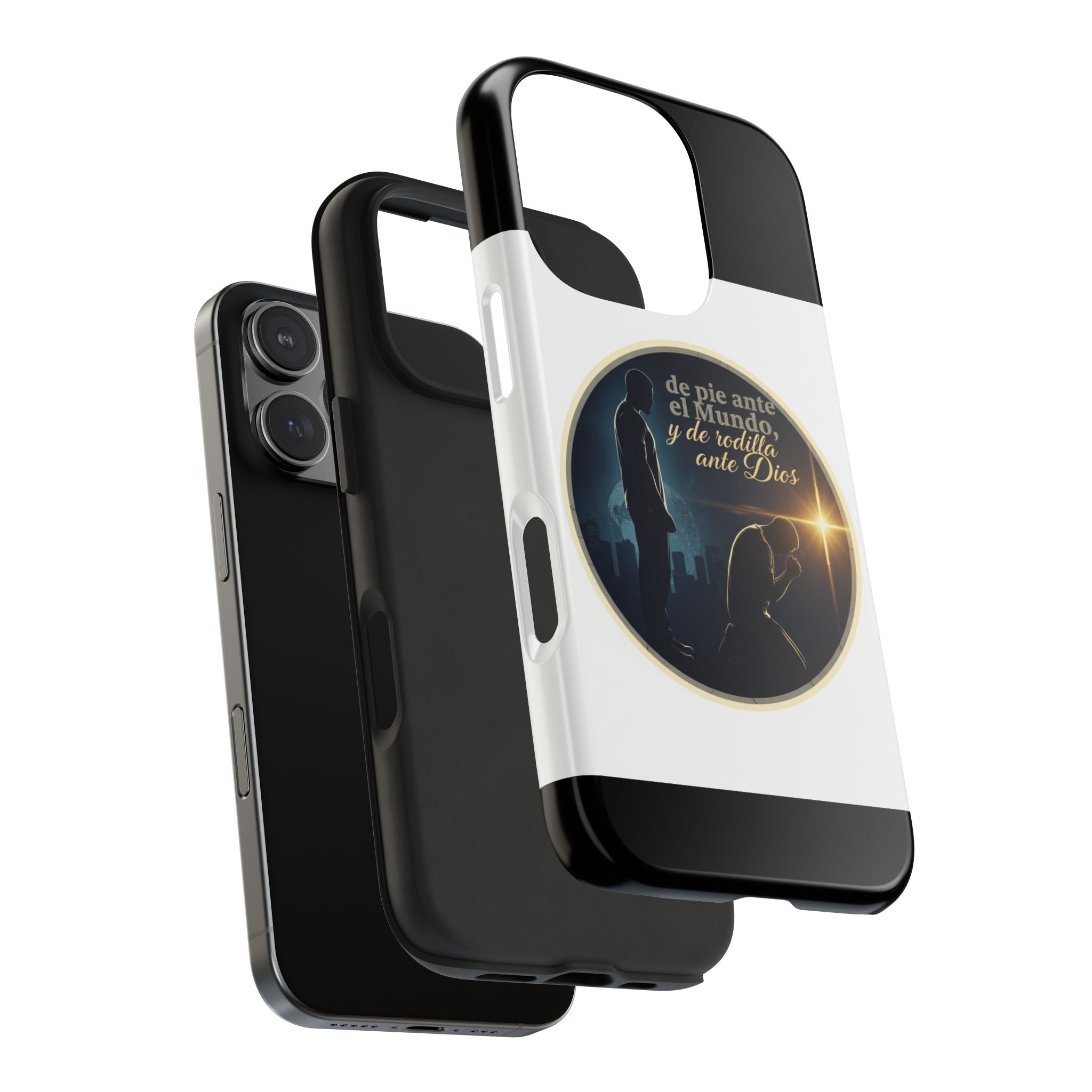 Tough Phone Case — Spanish Prayer Design: “de pie ante el Mundo, y de rodillas ante Dios”