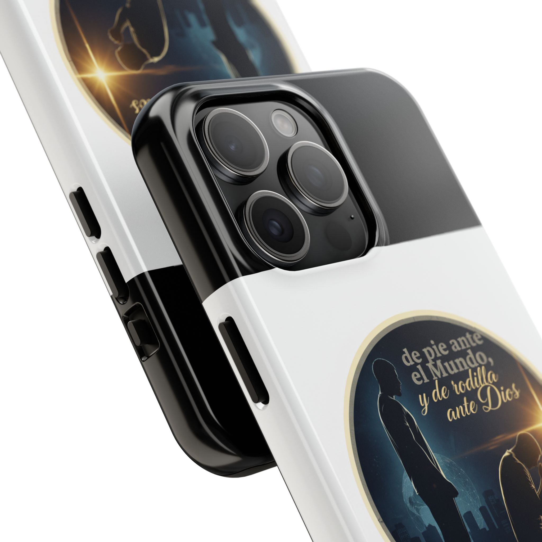 Tough Phone Case — Spanish Prayer Design: “de pie ante el Mundo, y de rodillas ante Dios”