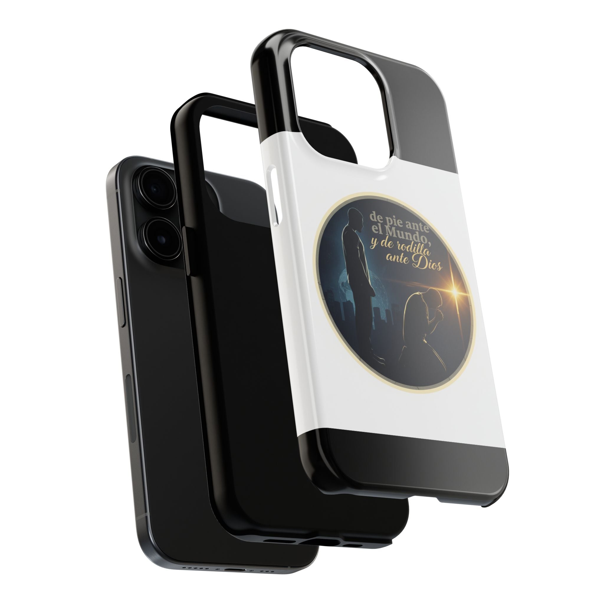 Tough Phone Case — Spanish Prayer Design: “de pie ante el Mundo, y de rodillas ante Dios”