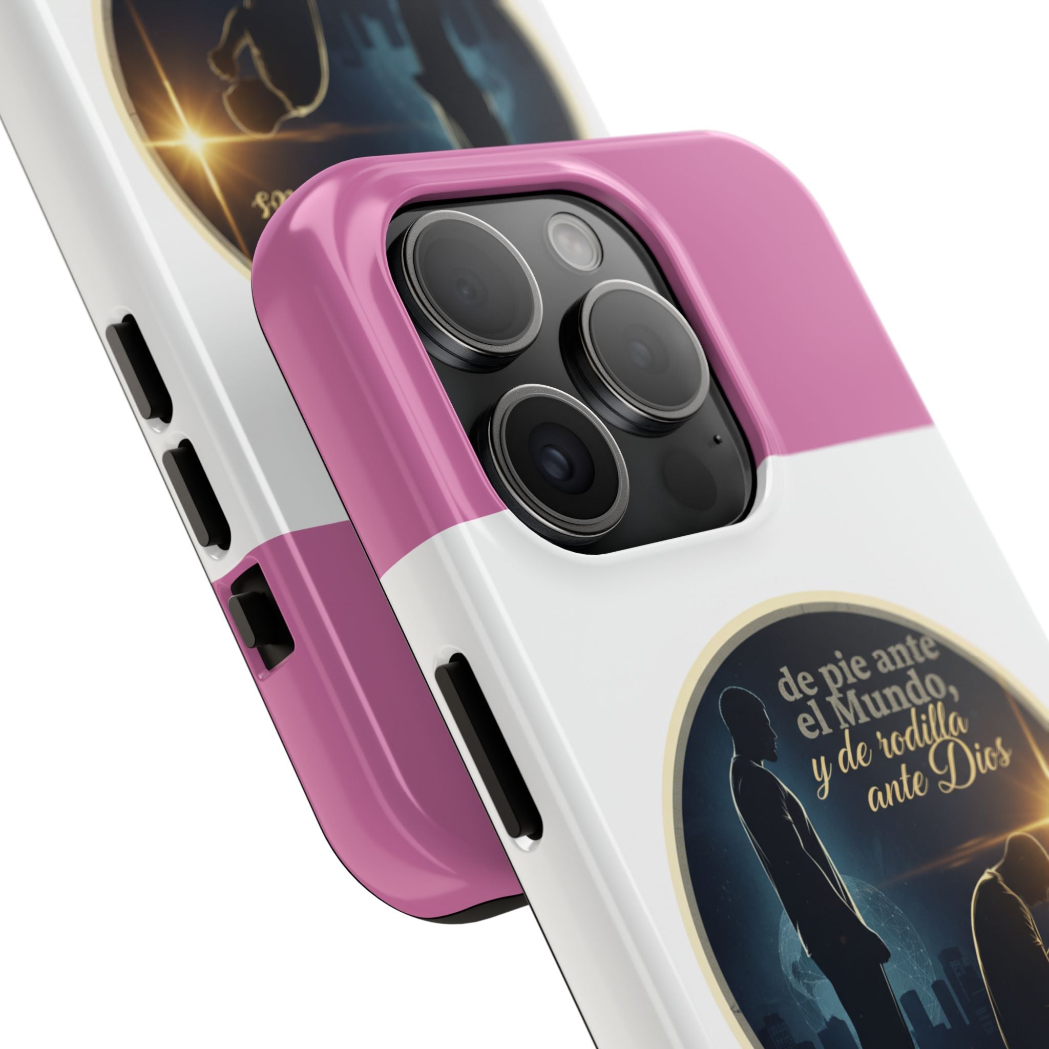 Tough Phone Case — Spanish Prayer Design: “de pie ante el Mundo, y de rodillas ante Dios”